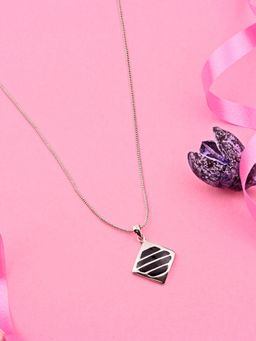 Estele - Rhodium Plated Diamond Shaped Pendant for Women